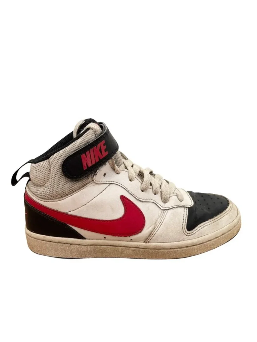 NIKE Court Borough Mid 2 Sneakers White Black Red SZ 4 YOUTH